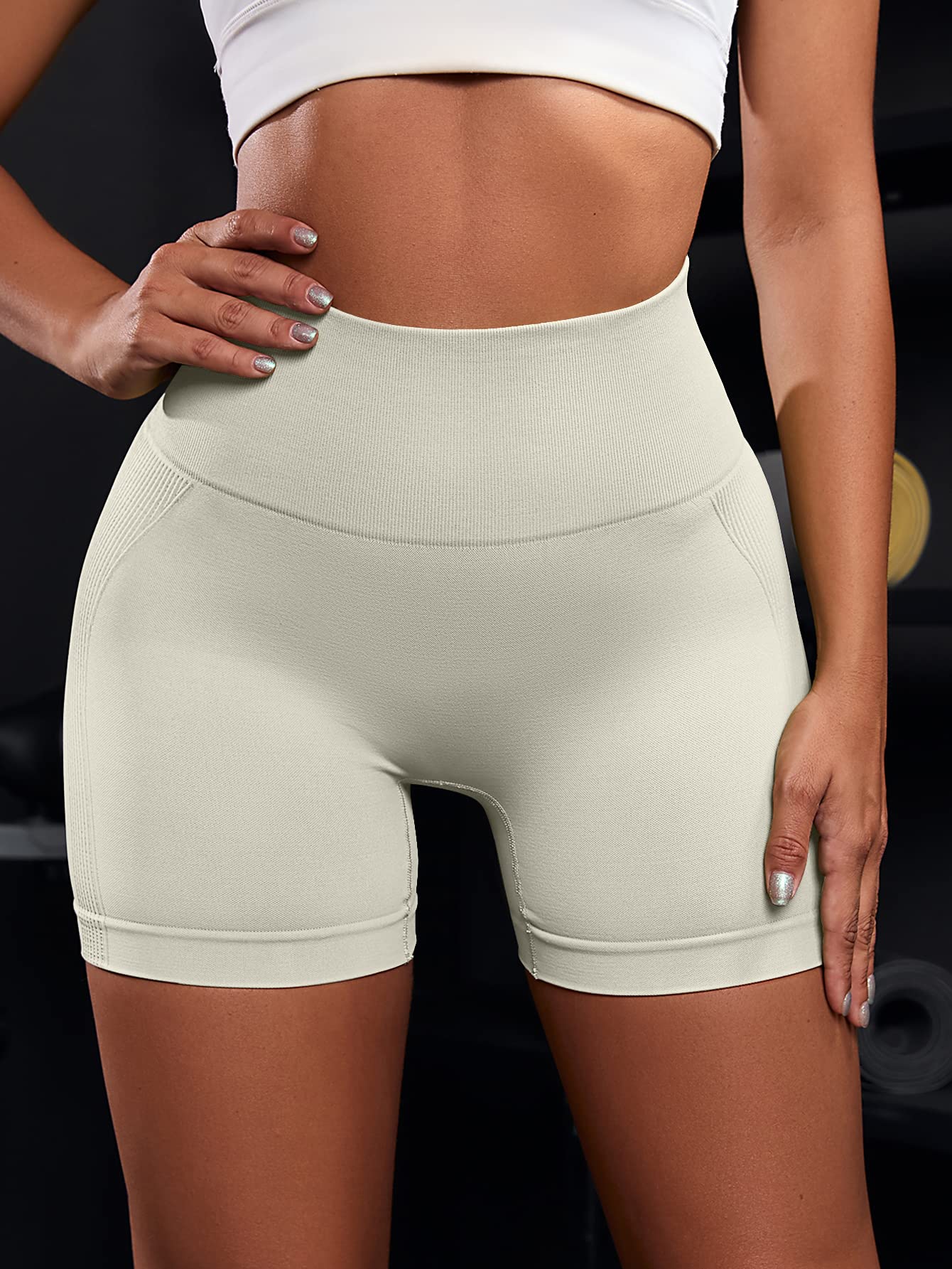 OVESPORT 3 Piece Workout Shorts for Women Seamless Scrunch Butt Lifting High Waisted Yoga Gym Booty Running Short Pants
