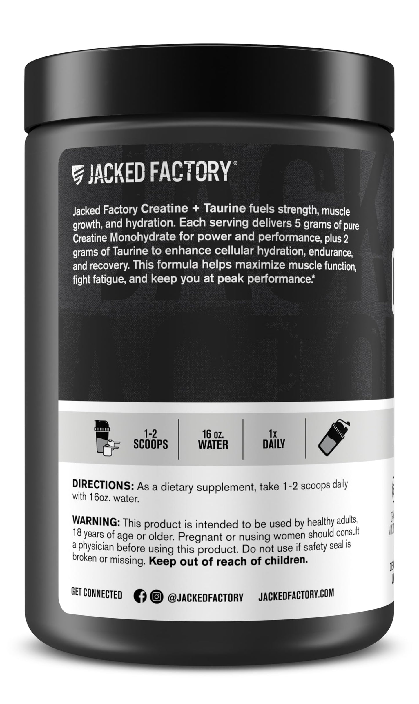 Jacked Factory Creatine + Glutamine - Creatine Supplement with L-Glutamine for Muscle Recovery, Muscle Growth, Increased Strength, Enhanced Energy Output, and Gut Health - 30 Servings, Unflavored