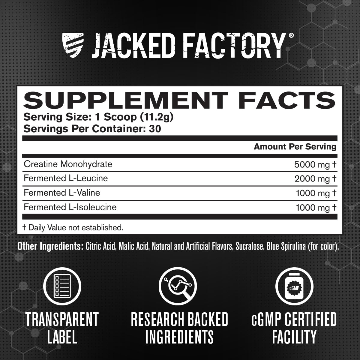 Jacked Factory Creatine + Glutamine - Creatine Supplement with L-Glutamine for Muscle Recovery, Muscle Growth, Increased Strength, Enhanced Energy Output, and Gut Health - 30 Servings, Unflavored