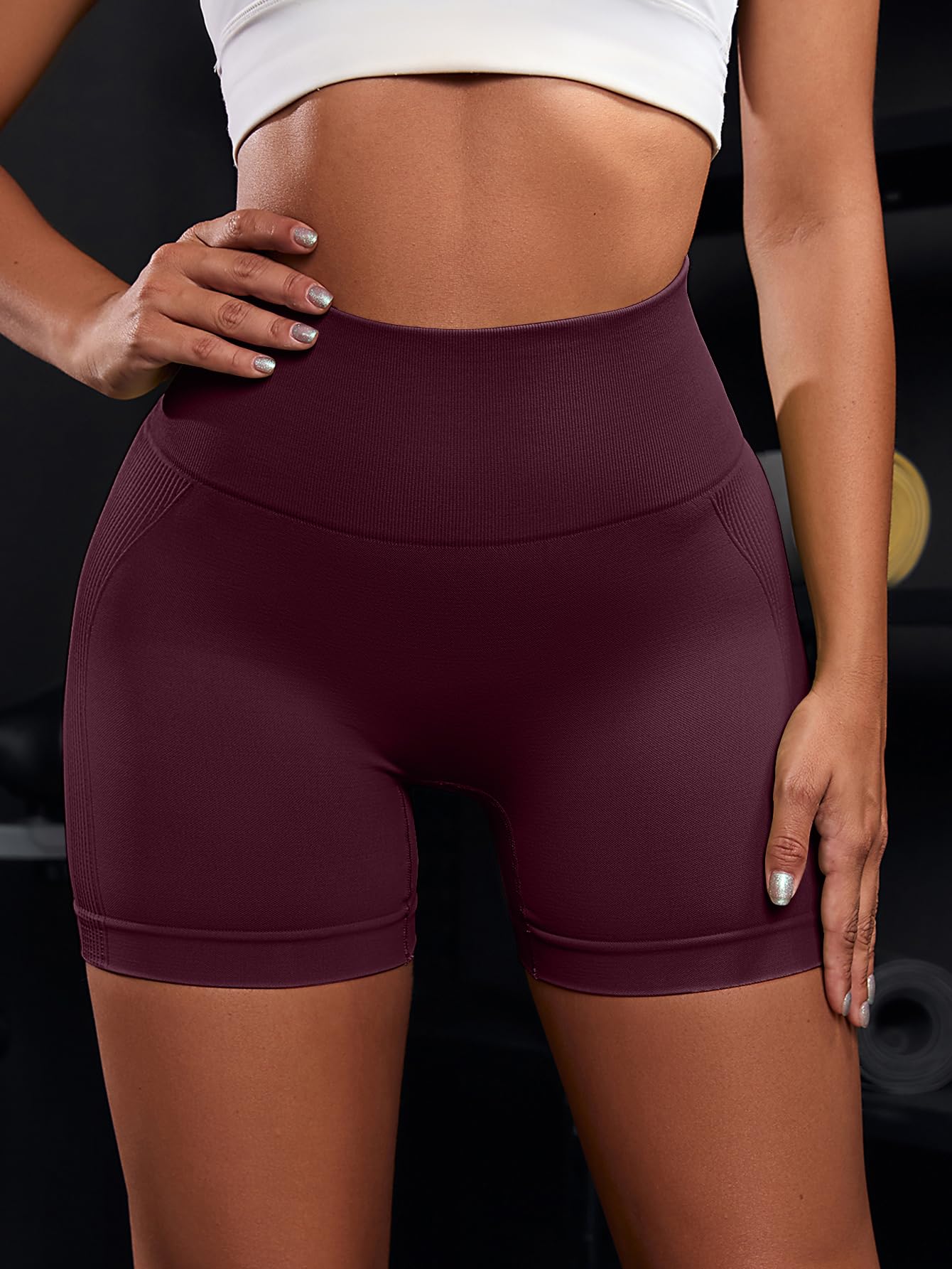 OVESPORT 3 Piece Workout Shorts for Women Seamless Scrunch Butt Lifting High Waisted Yoga Gym Booty Running Short Pants
