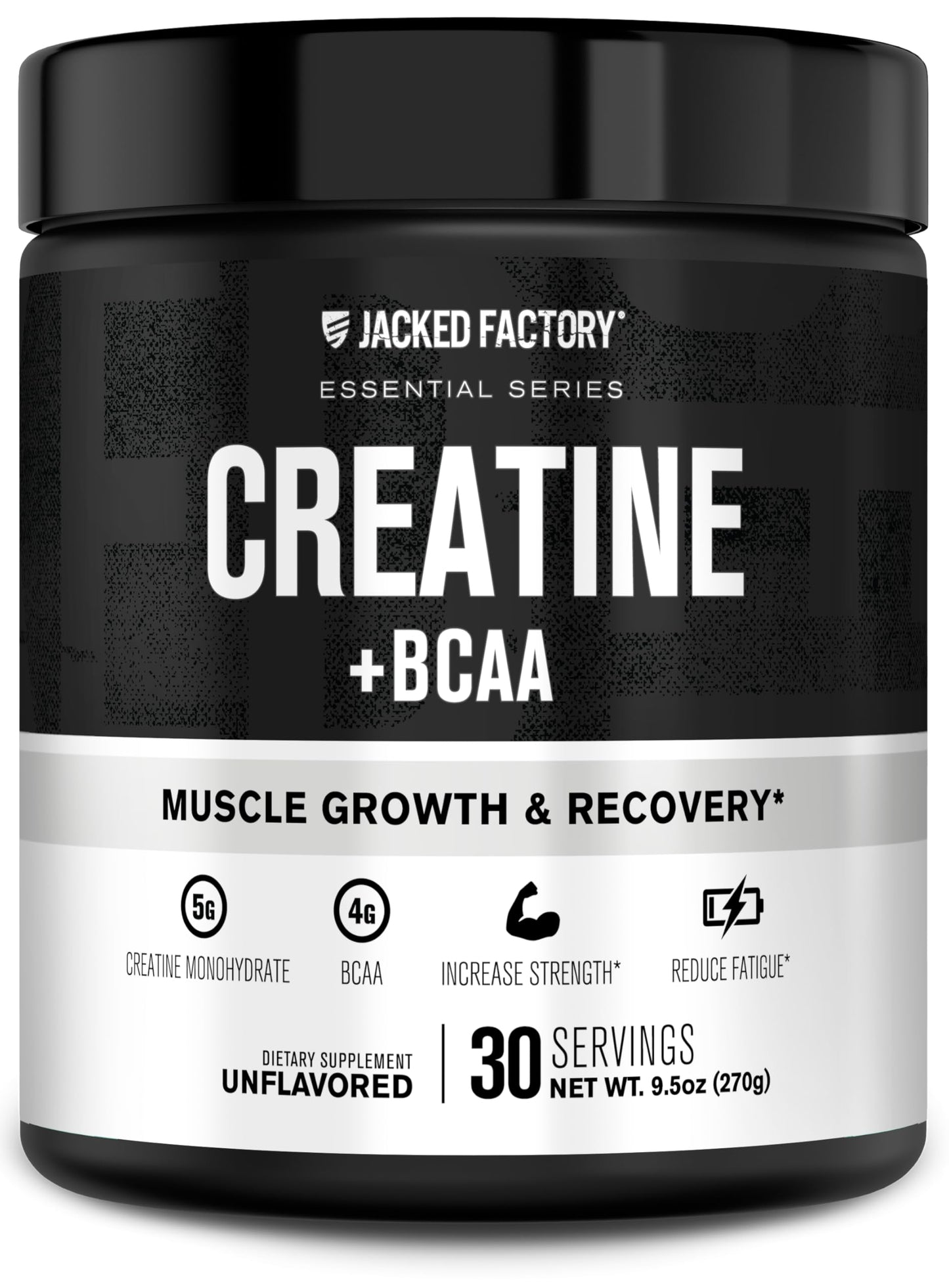Jacked Factory Creatine + Glutamine - Creatine Supplement with L-Glutamine for Muscle Recovery, Muscle Growth, Increased Strength, Enhanced Energy Output, and Gut Health - 30 Servings, Unflavored