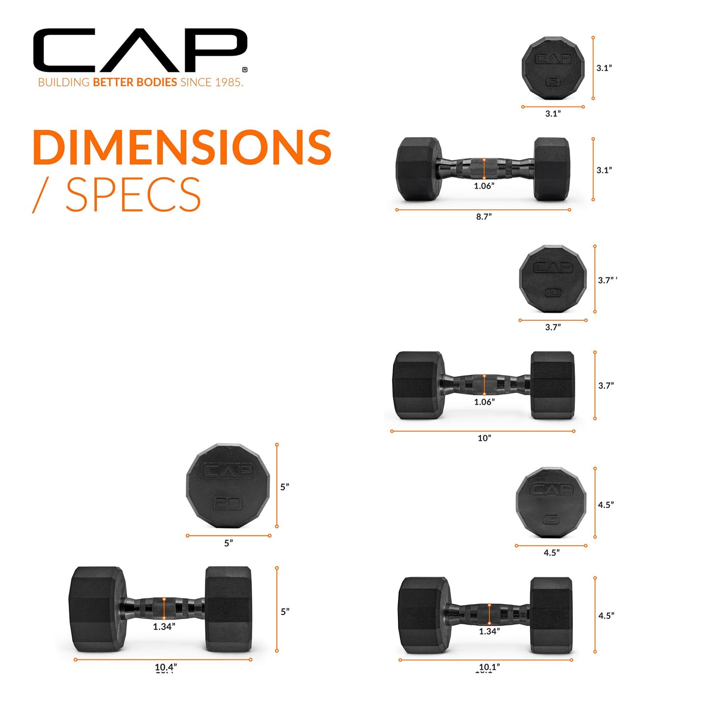 CAP Barbell 150 LB Coated Hex Dumbbell Weight Set with Vertical Rack, Black