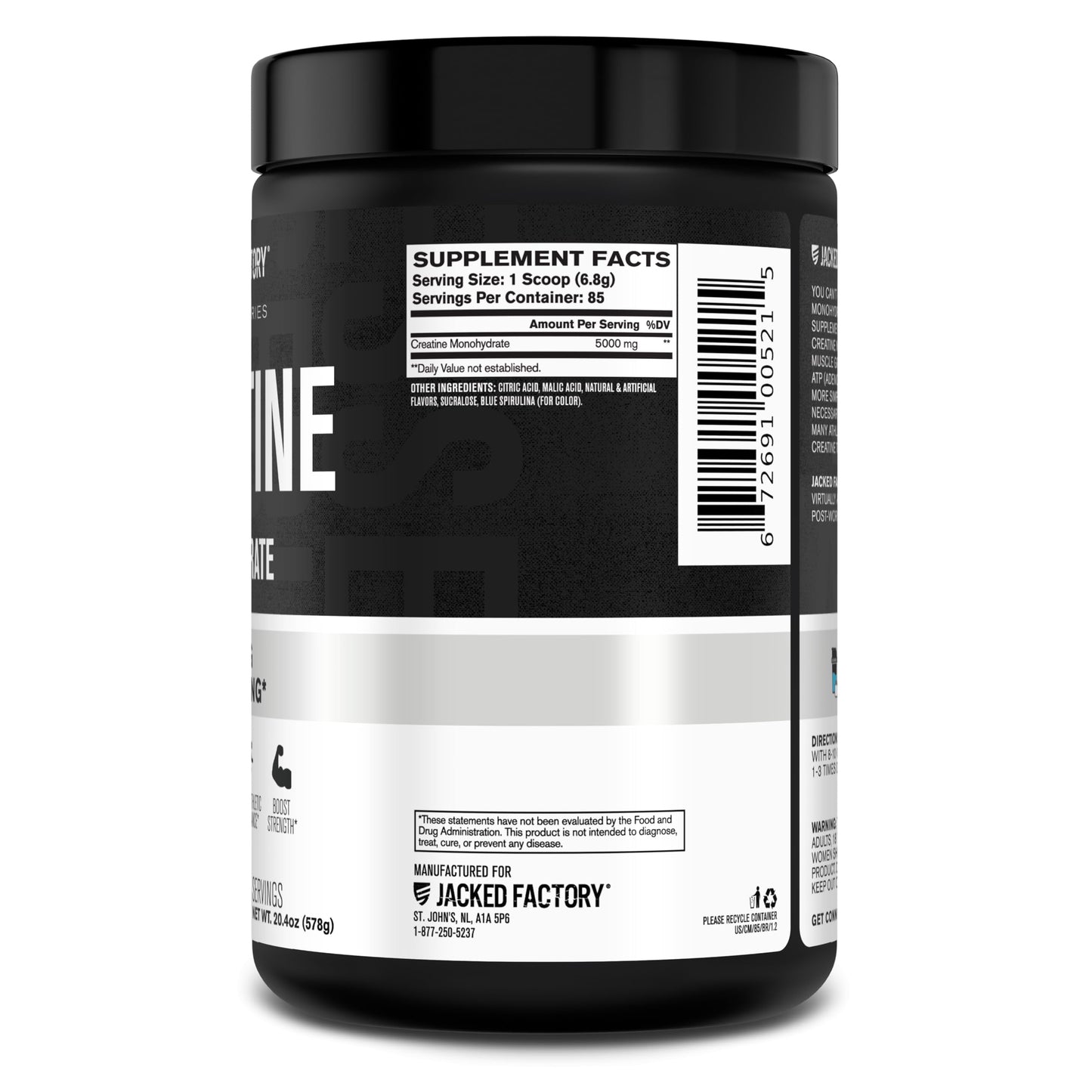 Jacked Factory Creatine + Glutamine - Creatine Supplement with L-Glutamine for Muscle Recovery, Muscle Growth, Increased Strength, Enhanced Energy Output, and Gut Health - 30 Servings, Unflavored