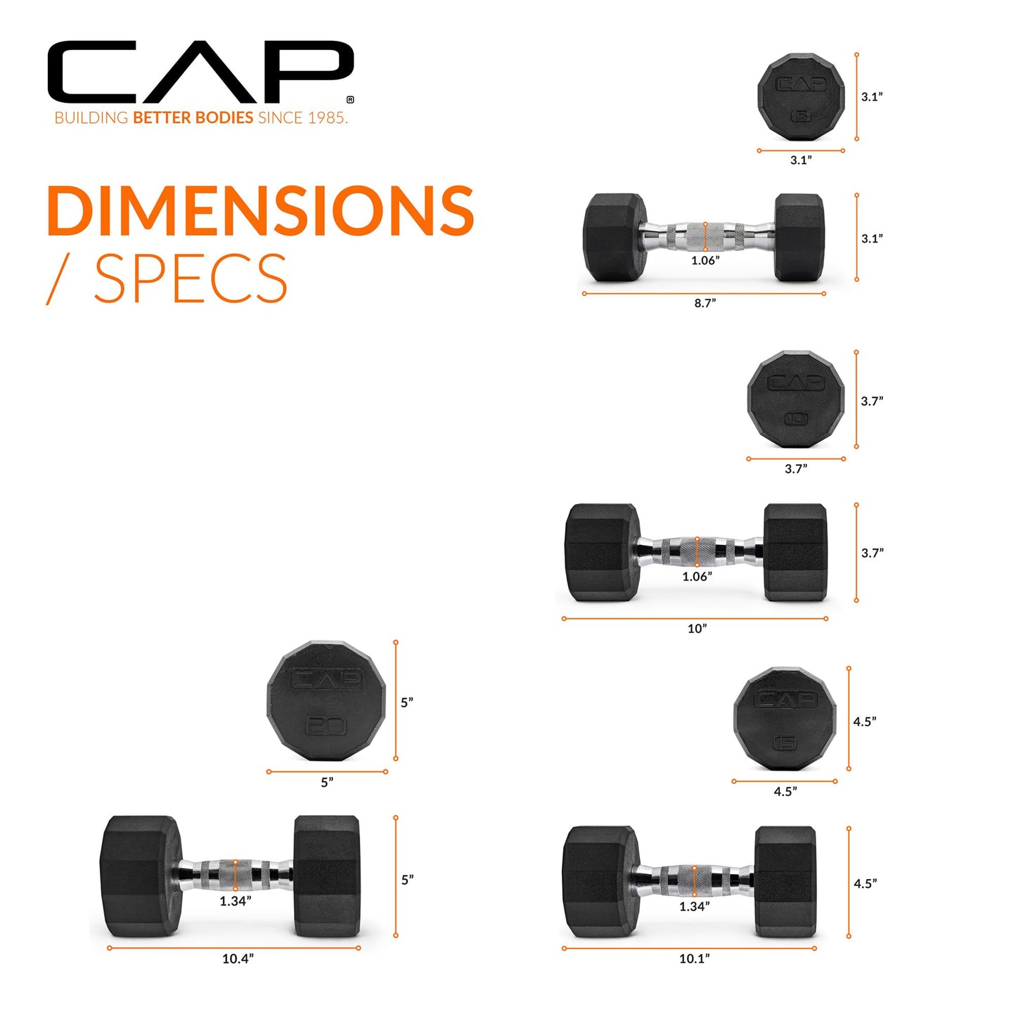 CAP Barbell 150 LB Coated Hex Dumbbell Weight Set with Vertical Rack, Black