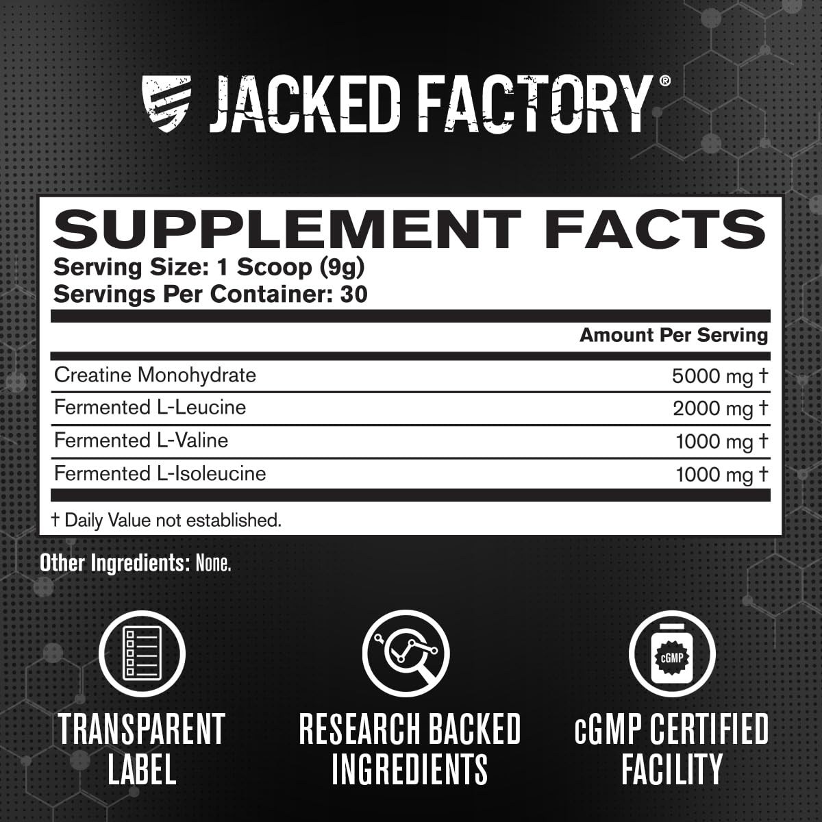 Jacked Factory Creatine + Glutamine - Creatine Supplement with L-Glutamine for Muscle Recovery, Muscle Growth, Increased Strength, Enhanced Energy Output, and Gut Health - 30 Servings, Unflavored