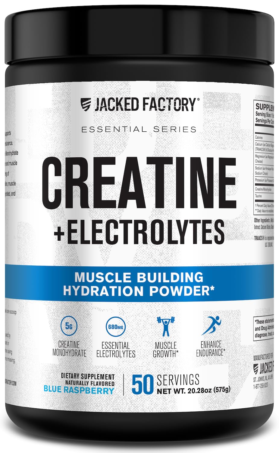 Jacked Factory Creatine + Glutamine - Creatine Supplement with L-Glutamine for Muscle Recovery, Muscle Growth, Increased Strength, Enhanced Energy Output, and Gut Health - 30 Servings, Unflavored