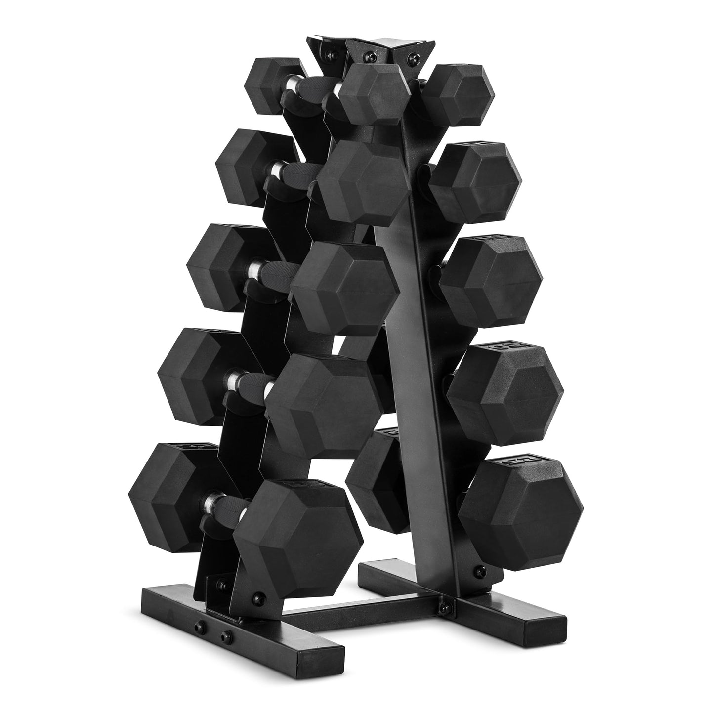 CAP Barbell 150 LB Coated Hex Dumbbell Weight Set with Vertical Rack, Black