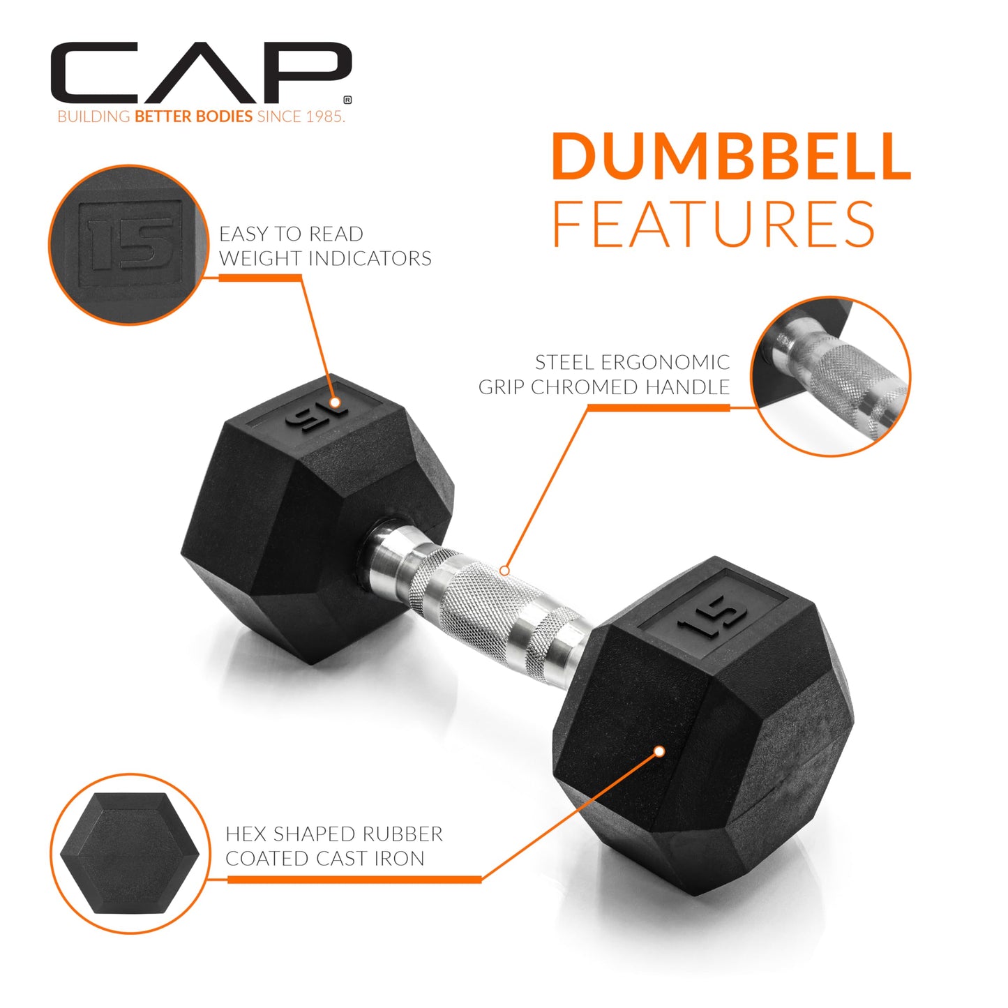 CAP Barbell 150 LB Coated Hex Dumbbell Weight Set with Vertical Rack, Black