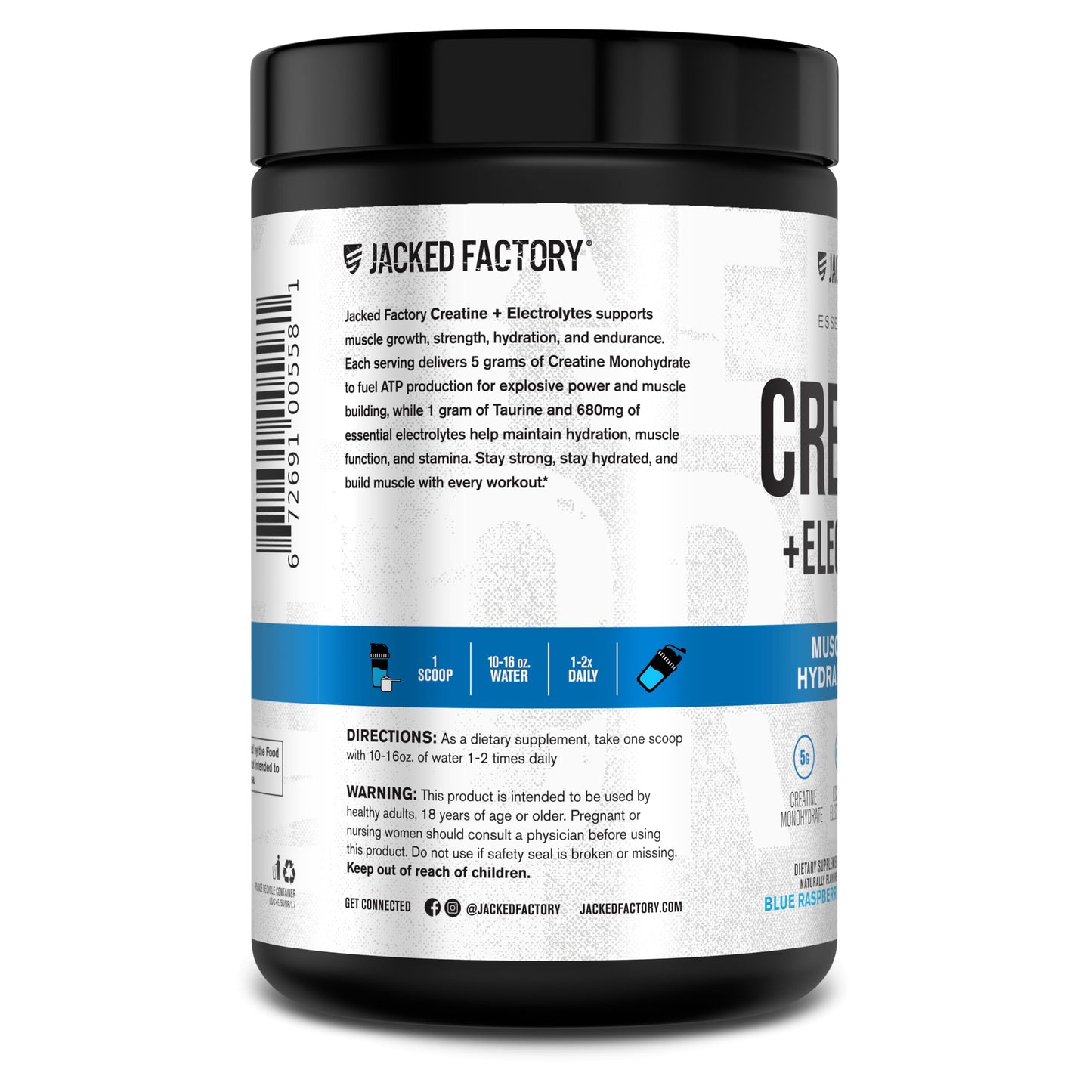 Jacked Factory Creatine + Glutamine - Creatine Supplement with L-Glutamine for Muscle Recovery, Muscle Growth, Increased Strength, Enhanced Energy Output, and Gut Health - 30 Servings, Unflavored