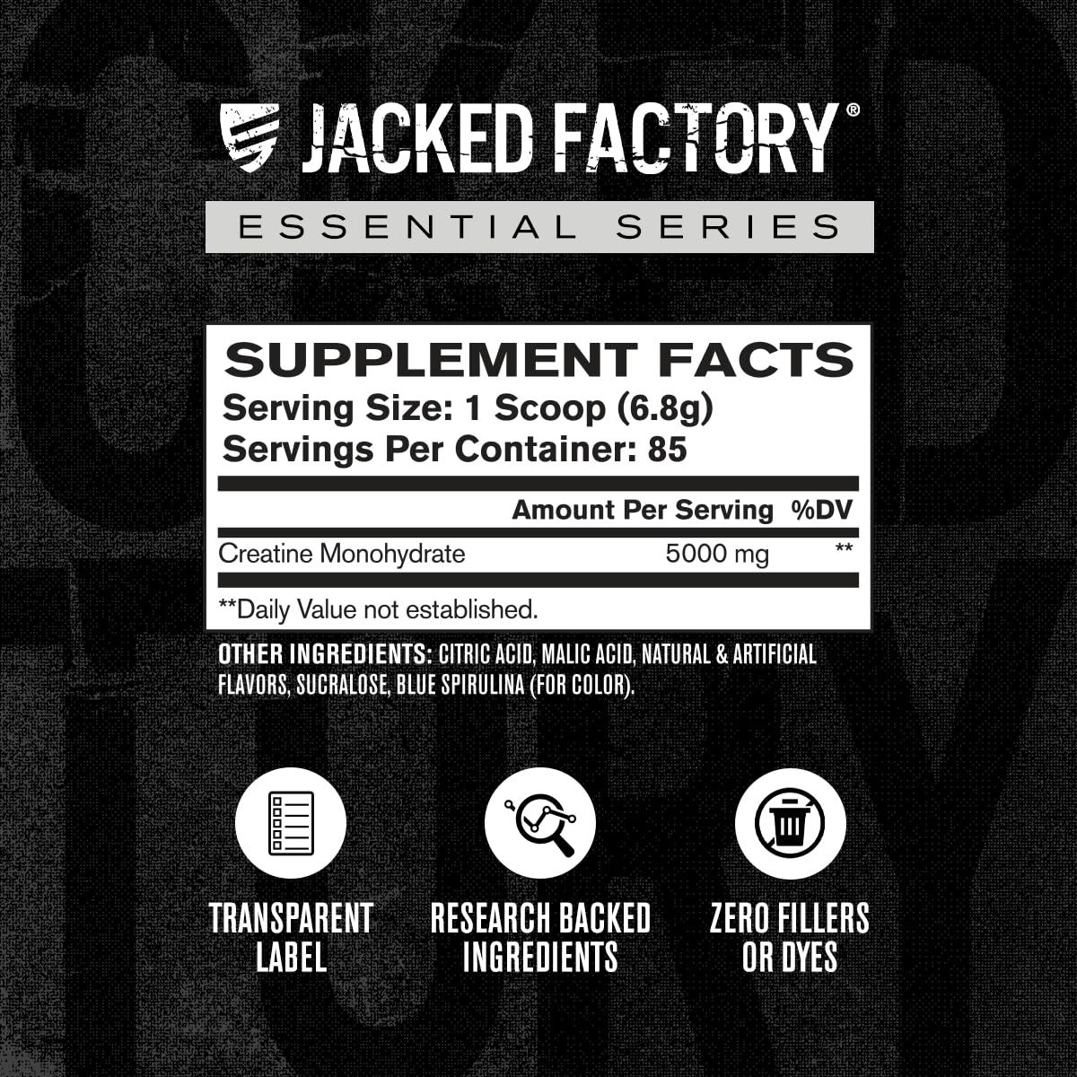 Jacked Factory Creatine + Glutamine - Creatine Supplement with L-Glutamine for Muscle Recovery, Muscle Growth, Increased Strength, Enhanced Energy Output, and Gut Health - 30 Servings, Unflavored