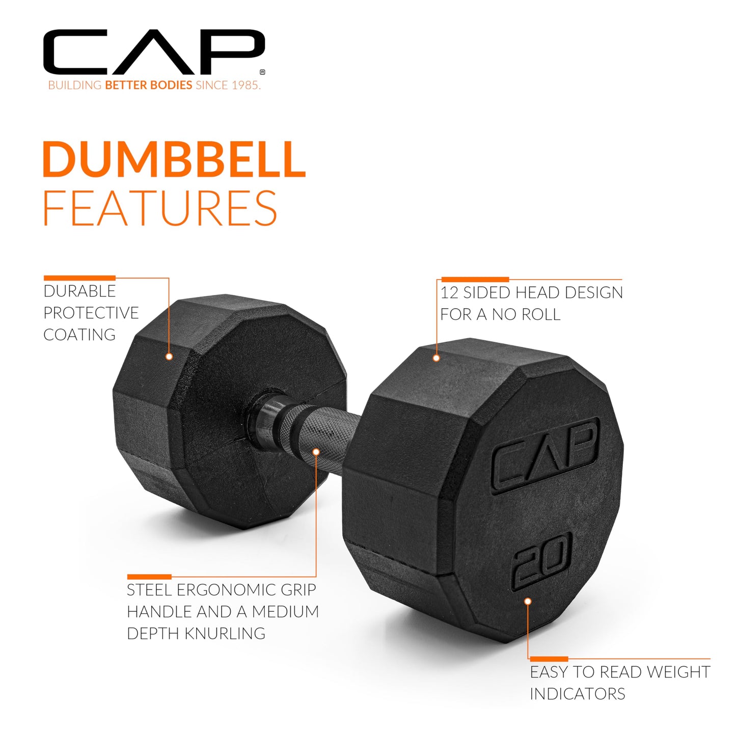 CAP Barbell 150 LB Coated Hex Dumbbell Weight Set with Vertical Rack, Black