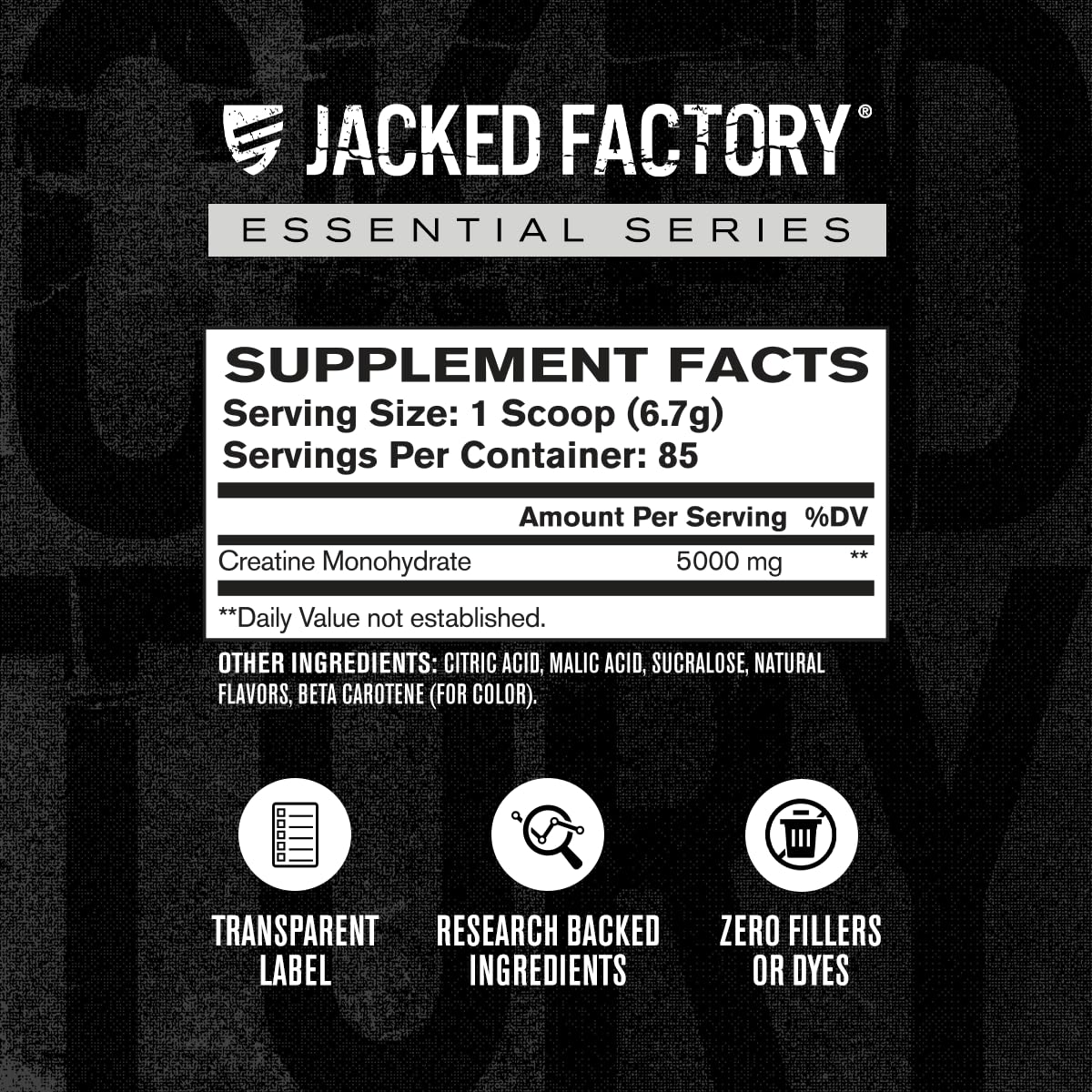 Jacked Factory Creatine + Glutamine - Creatine Supplement with L-Glutamine for Muscle Recovery, Muscle Growth, Increased Strength, Enhanced Energy Output, and Gut Health - 30 Servings, Unflavored