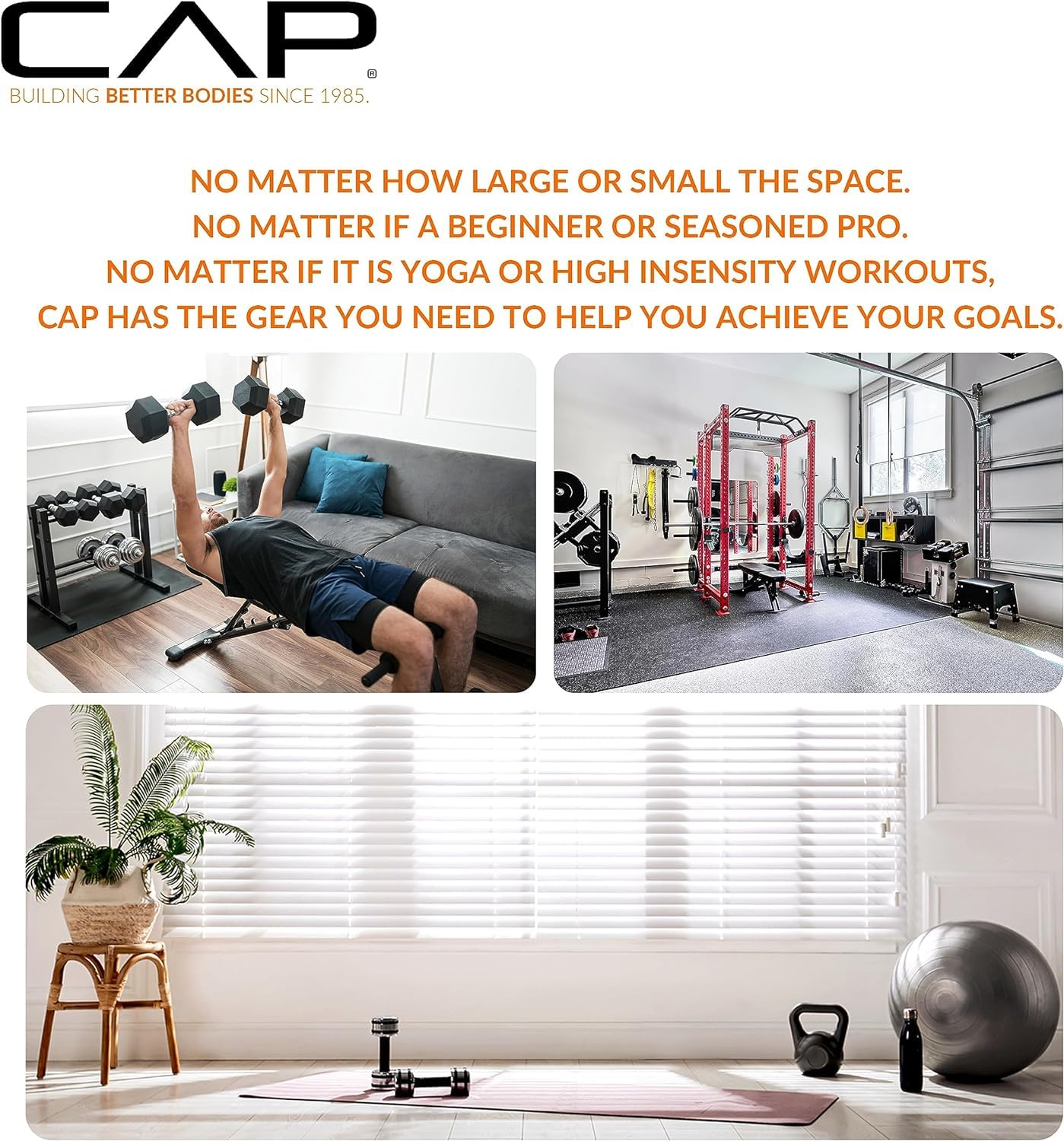 CAP Barbell 150 LB Coated Hex Dumbbell Weight Set with Vertical Rack, Black