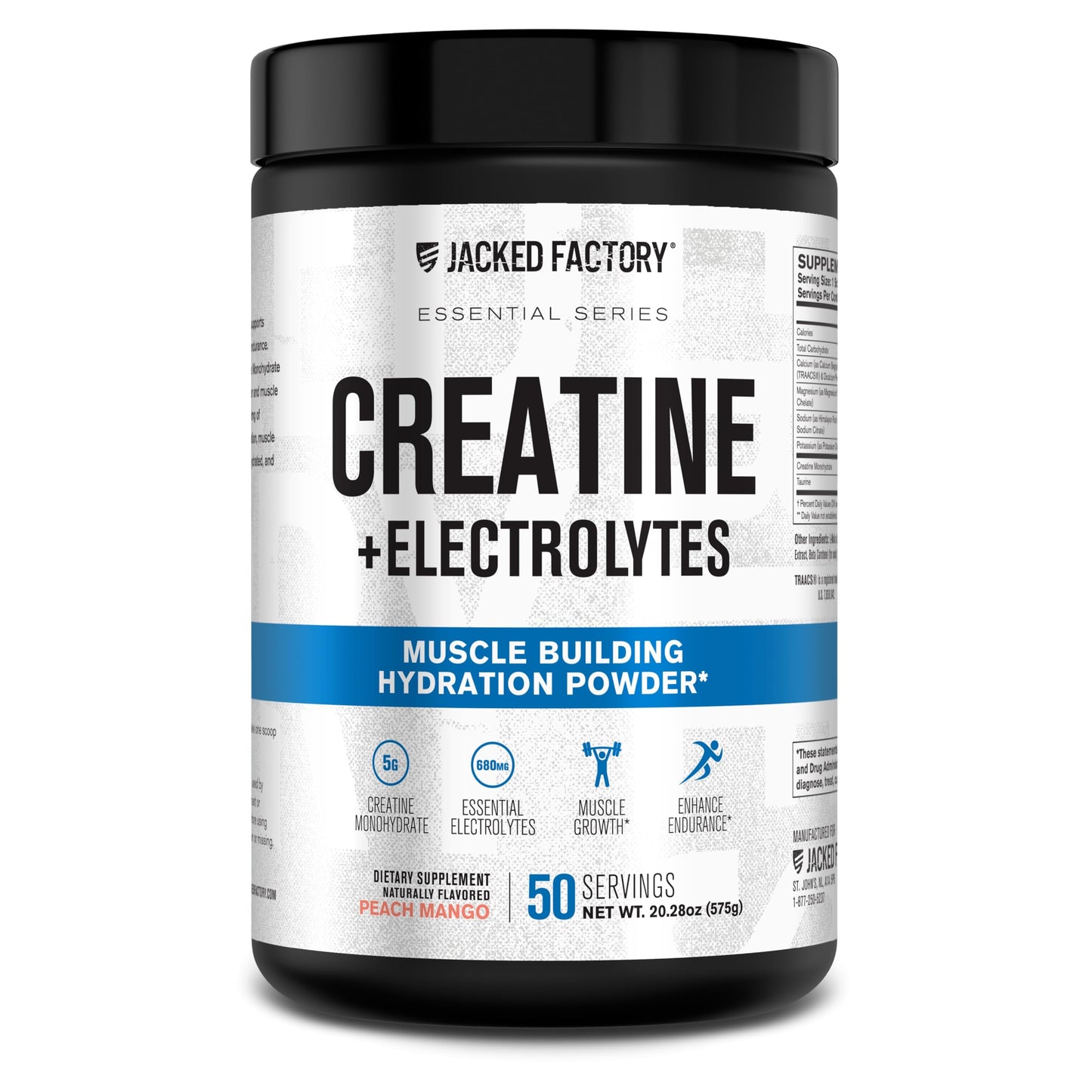 Jacked Factory Creatine + Glutamine - Creatine Supplement with L-Glutamine for Muscle Recovery, Muscle Growth, Increased Strength, Enhanced Energy Output, and Gut Health - 30 Servings, Unflavored