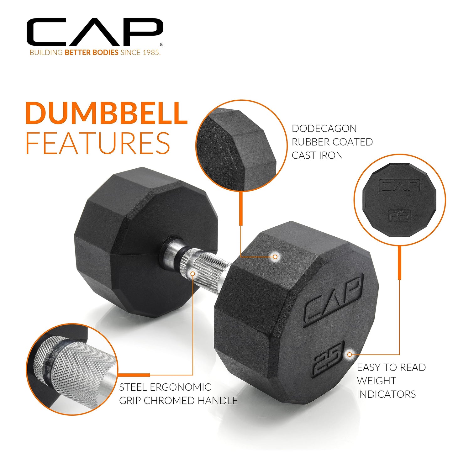 CAP Barbell 150 LB Coated Hex Dumbbell Weight Set with Vertical Rack, Black
