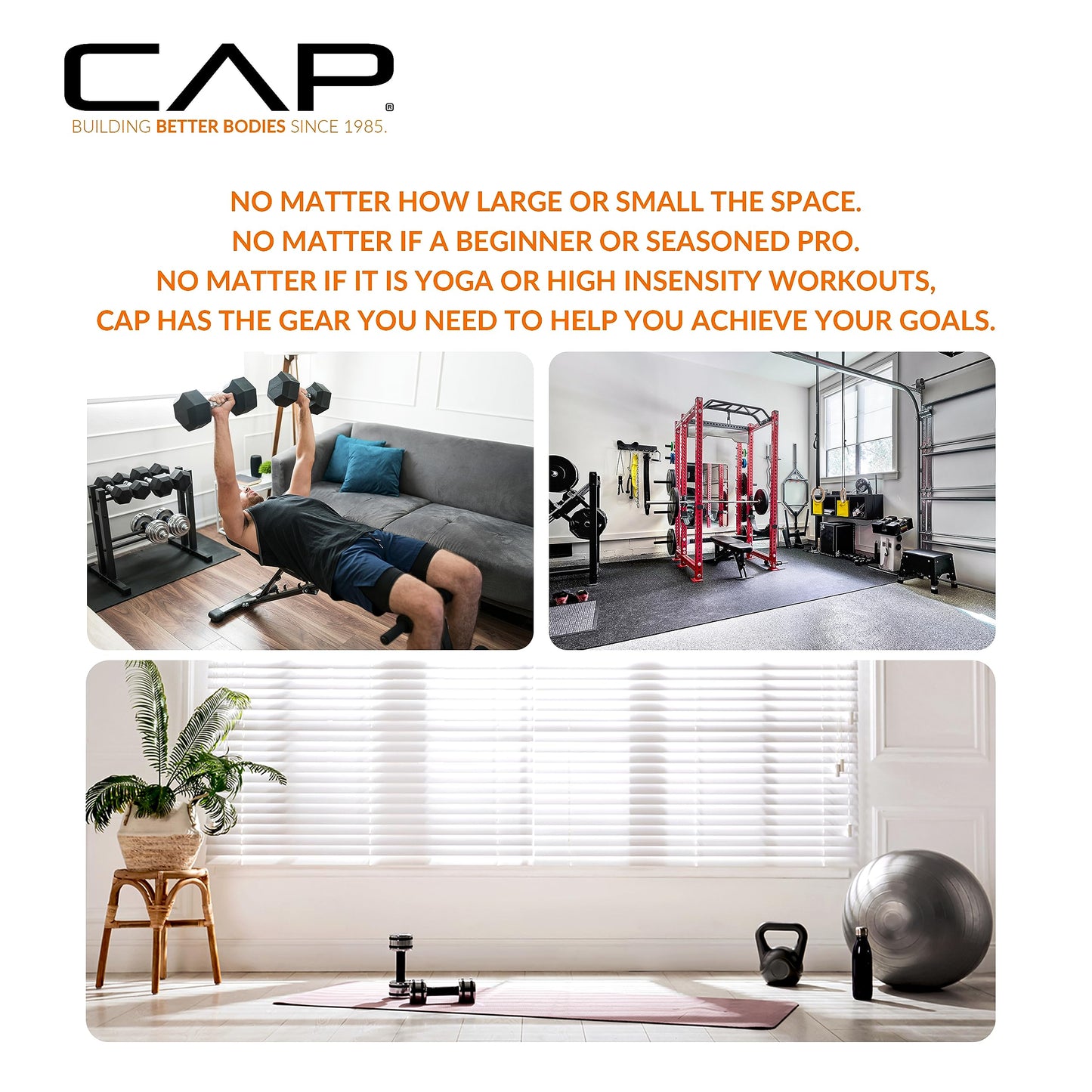 CAP Barbell 150 LB Coated Hex Dumbbell Weight Set with Vertical Rack, Black