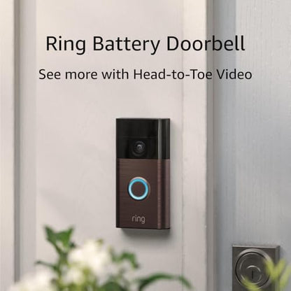 Ring Battery Doorbell, Head-to-Toe Video, Live View with Two-Way Talk, and Motion Detection & Alerts (newest model), Satin Nickel