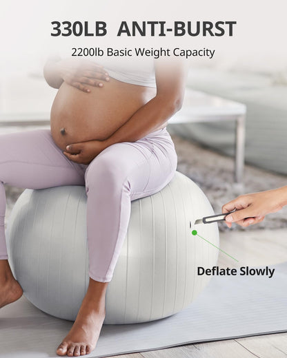 Trideer Yoga Ball for Exercise, Pregnancy & Birthing, 5 Sizes Exercise Ball for Physical Therapy, Stability, Fitness, Quick Pump Included