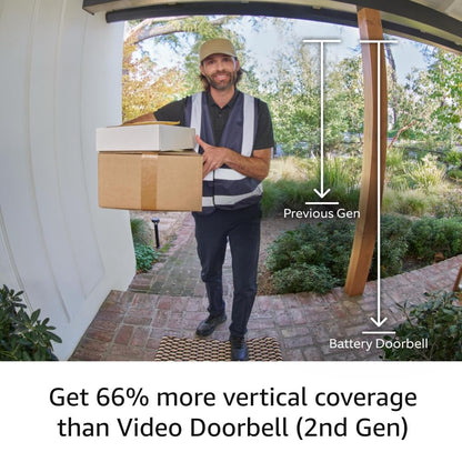 Ring Battery Doorbell, Head-to-Toe Video, Live View with Two-Way Talk, and Motion Detection & Alerts (newest model), Satin Nickel