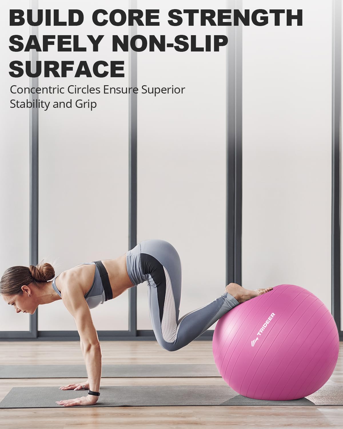 Trideer Yoga Ball for Exercise, Pregnancy & Birthing, 5 Sizes Exercise Ball for Physical Therapy, Stability, Fitness, Quick Pump Included