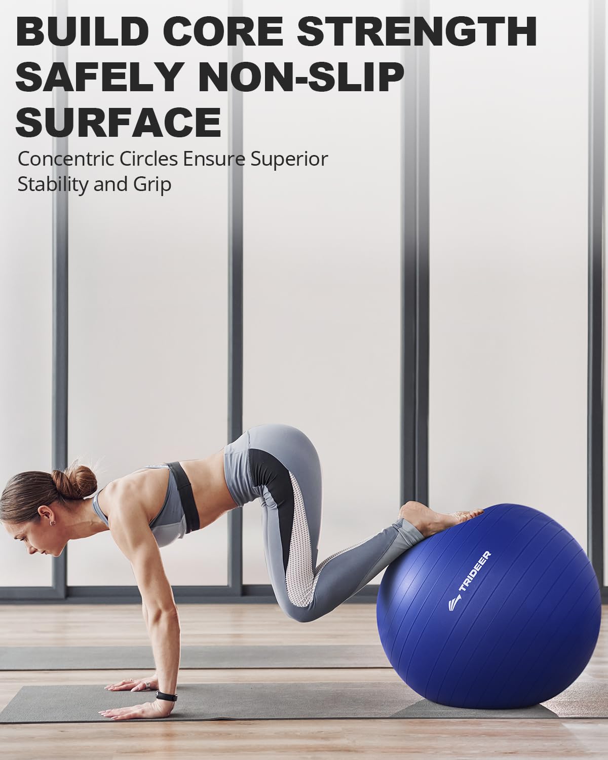 Trideer Yoga Ball for Exercise, Pregnancy & Birthing, 5 Sizes Exercise Ball for Physical Therapy, Stability, Fitness, Quick Pump Included