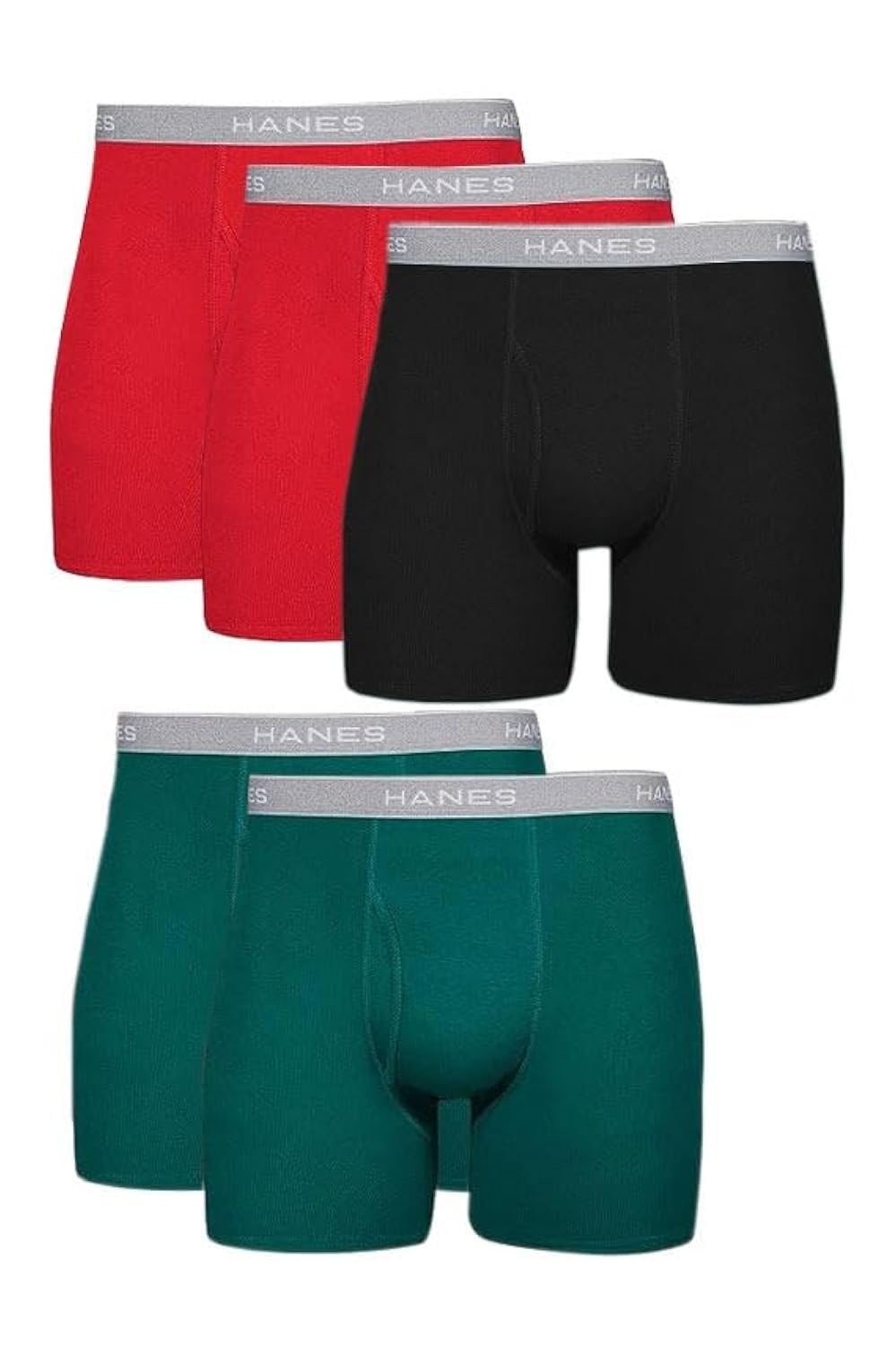 Hanes Men's Boxer Soft Breathable Cotton ComfortFlex Waistband, Multipack Brief Underwear, 6 Pack - Black/Gray, Large