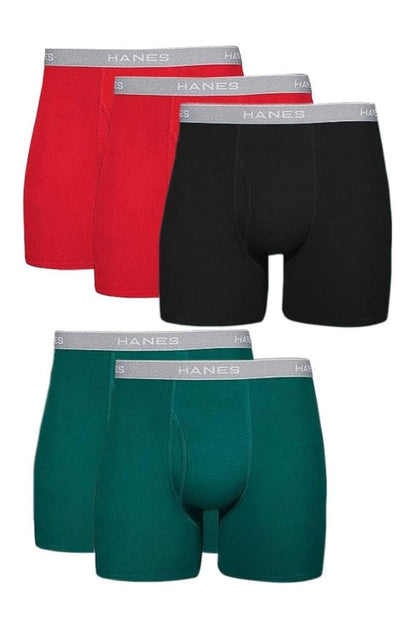 Hanes Men's Boxer Soft Breathable Cotton ComfortFlex Waistband, Multipack Brief Underwear, 6 Pack - Black/Gray, Large