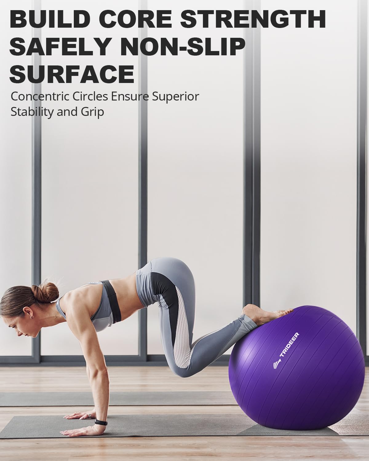 Trideer Yoga Ball for Exercise, Pregnancy & Birthing, 5 Sizes Exercise Ball for Physical Therapy, Stability, Fitness, Quick Pump Included