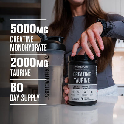 Jacked Factory Creatine + Glutamine - Creatine Supplement with L-Glutamine for Muscle Recovery, Muscle Growth, Increased Strength, Enhanced Energy Output, and Gut Health - 30 Servings, Unflavored