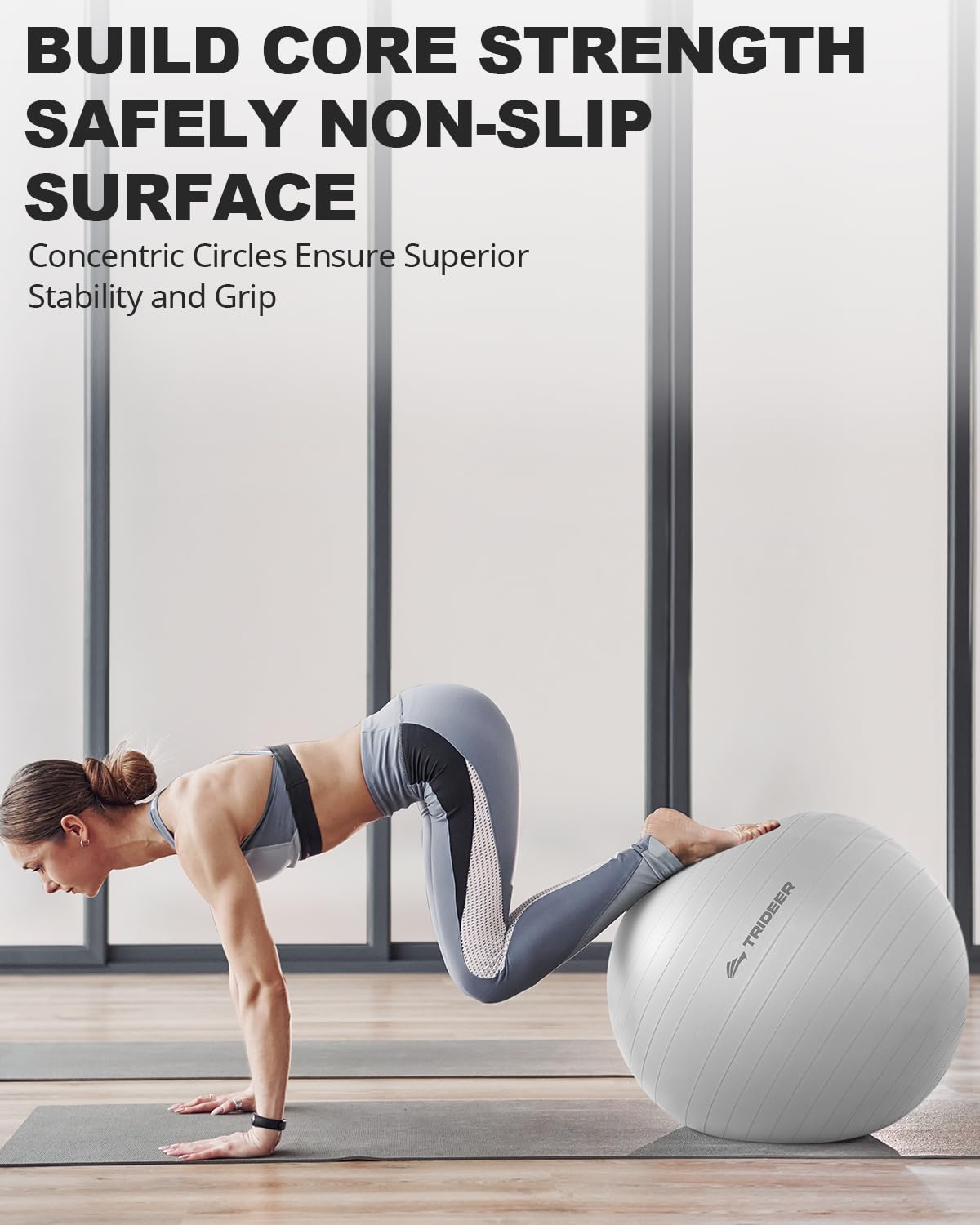 Trideer Yoga Ball for Exercise, Pregnancy & Birthing, 5 Sizes Exercise Ball for Physical Therapy, Stability, Fitness, Quick Pump Included