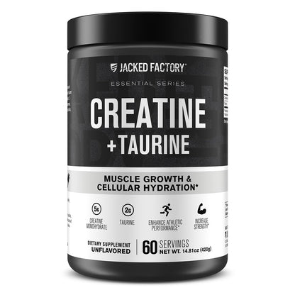 Jacked Factory Creatine + Glutamine - Creatine Supplement with L-Glutamine for Muscle Recovery, Muscle Growth, Increased Strength, Enhanced Energy Output, and Gut Health - 30 Servings, Unflavored