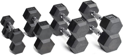 CAP Barbell 150 LB Coated Hex Dumbbell Weight Set with Vertical Rack, Black