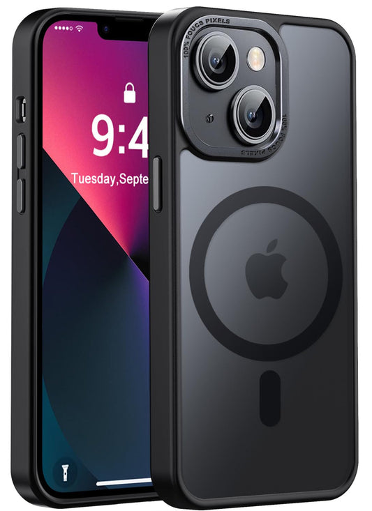 Newfuture Designed for iPhone 13 Case & iPhone 14 Case with Magnetic [13 FT Military Drop Protection] [Compatible with Magsafe] Slim Translucent Shockproof with Anti-Fingerprint Phone Case, Black