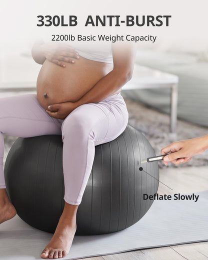 Trideer Yoga Ball for Exercise, Pregnancy & Birthing, 5 Sizes Exercise Ball for Physical Therapy, Stability, Fitness, Quick Pump Included
