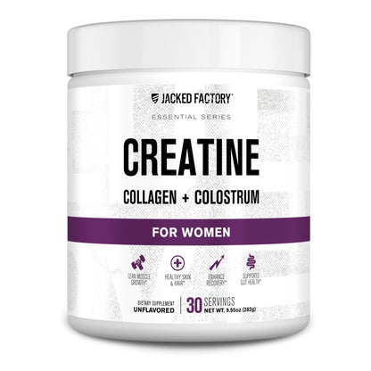Jacked Factory Creatine + Glutamine - Creatine Supplement with L-Glutamine for Muscle Recovery, Muscle Growth, Increased Strength, Enhanced Energy Output, and Gut Health - 30 Servings, Unflavored