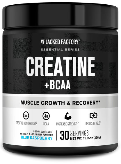 Jacked Factory Creatine + Glutamine - Creatine Supplement with L-Glutamine for Muscle Recovery, Muscle Growth, Increased Strength, Enhanced Energy Output, and Gut Health - 30 Servings, Unflavored
