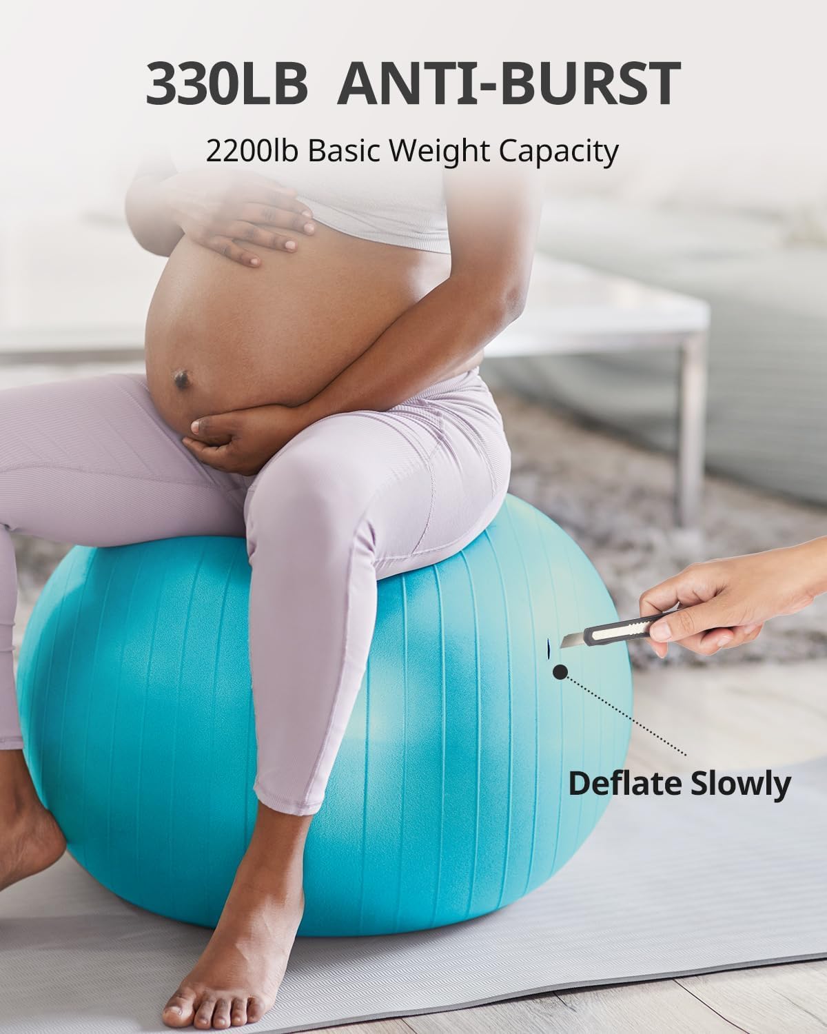 Trideer Yoga Ball for Exercise, Pregnancy & Birthing, 5 Sizes Exercise Ball for Physical Therapy, Stability, Fitness, Quick Pump Included