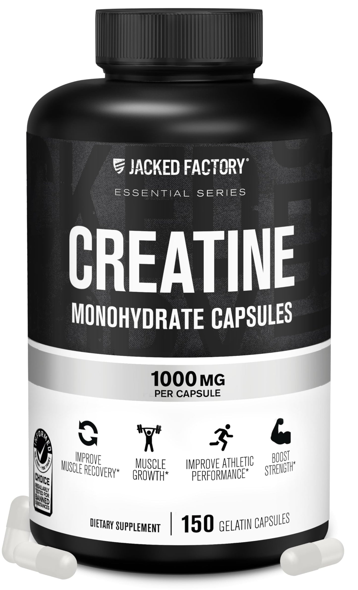 Jacked Factory Creatine + Glutamine - Creatine Supplement with L-Glutamine for Muscle Recovery, Muscle Growth, Increased Strength, Enhanced Energy Output, and Gut Health - 30 Servings, Unflavored