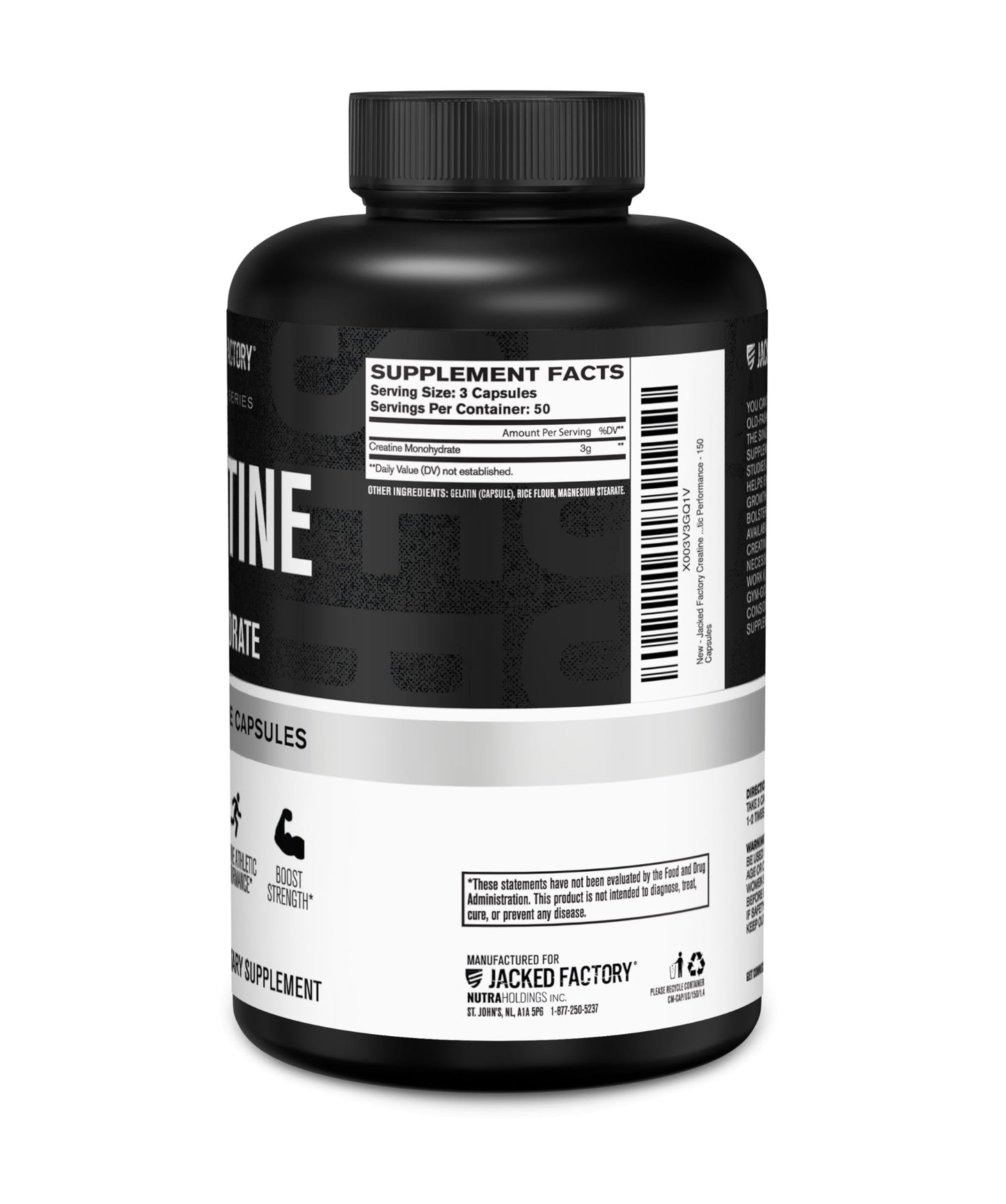 Jacked Factory Creatine + Glutamine - Creatine Supplement with L-Glutamine for Muscle Recovery, Muscle Growth, Increased Strength, Enhanced Energy Output, and Gut Health - 30 Servings, Unflavored