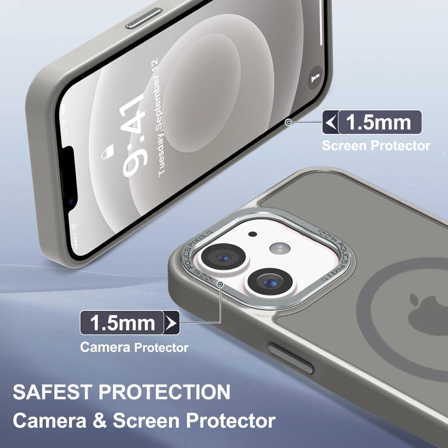 Newfuture Designed for iPhone 13 Case & iPhone 14 Case with Magnetic [13 FT Military Drop Protection] [Compatible with Magsafe] Slim Translucent Shockproof with Anti-Fingerprint Phone Case, Black