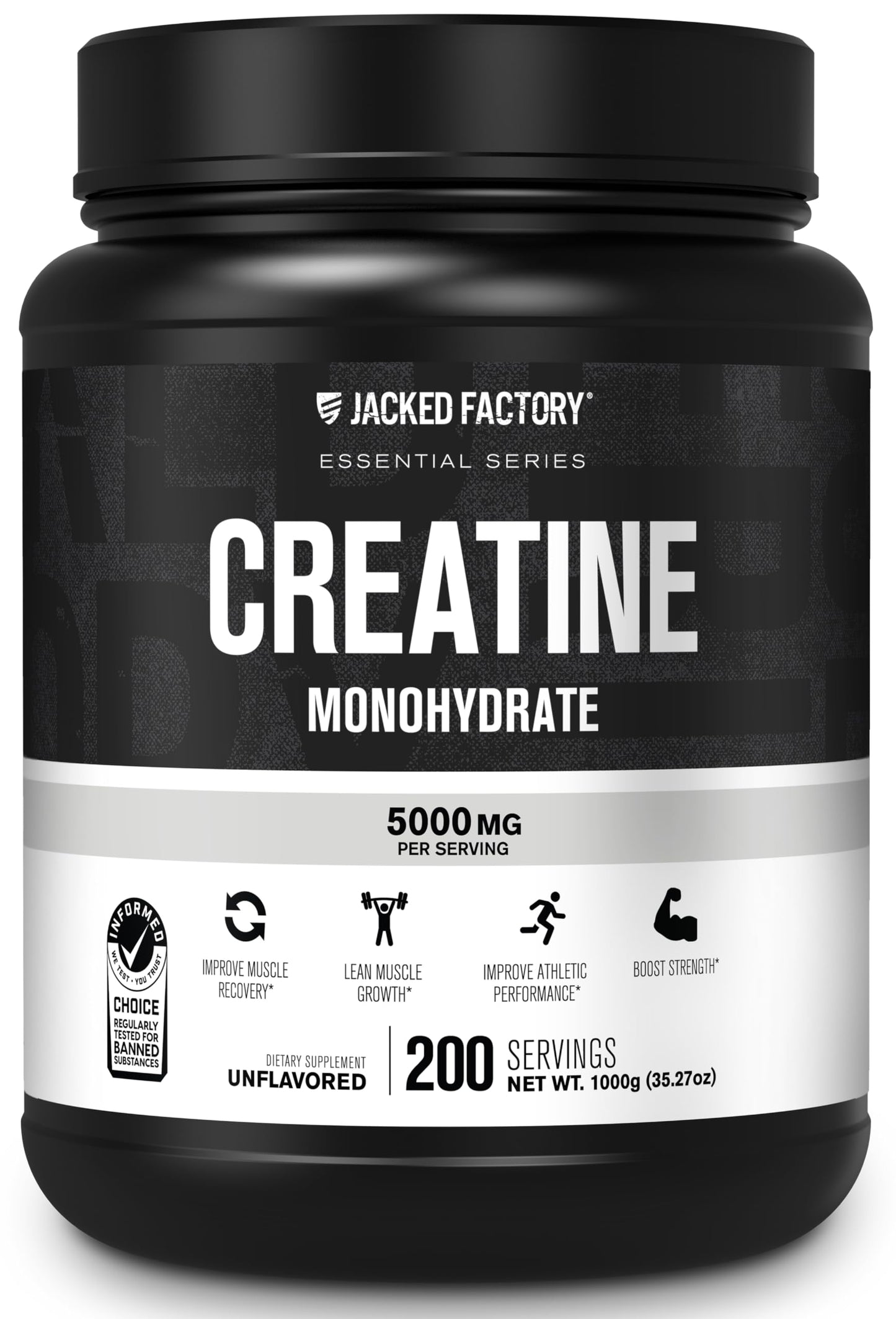 Jacked Factory Creatine + Glutamine - Creatine Supplement with L-Glutamine for Muscle Recovery, Muscle Growth, Increased Strength, Enhanced Energy Output, and Gut Health - 30 Servings, Unflavored