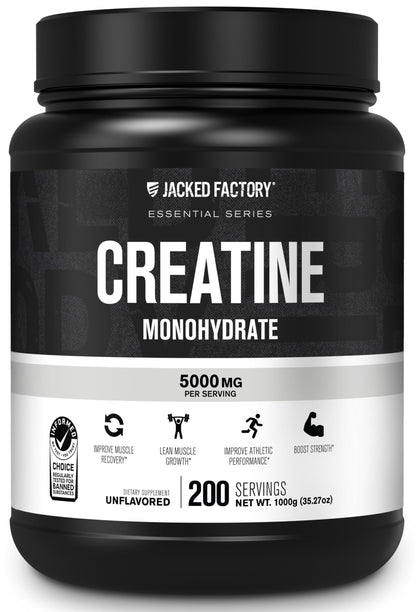 Jacked Factory Creatine + Glutamine - Creatine Supplement with L-Glutamine for Muscle Recovery, Muscle Growth, Increased Strength, Enhanced Energy Output, and Gut Health - 30 Servings, Unflavored
