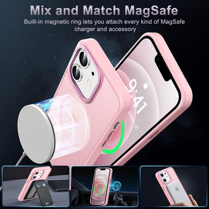 Newfuture Designed for iPhone 13 Case & iPhone 14 Case with Magnetic [13 FT Military Drop Protection] [Compatible with Magsafe] Slim Translucent Shockproof with Anti-Fingerprint Phone Case, Black