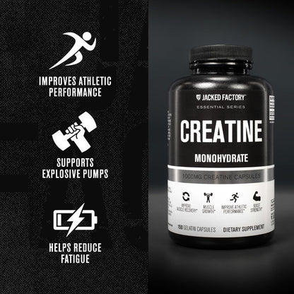 Jacked Factory Creatine + Glutamine - Creatine Supplement with L-Glutamine for Muscle Recovery, Muscle Growth, Increased Strength, Enhanced Energy Output, and Gut Health - 30 Servings, Unflavored
