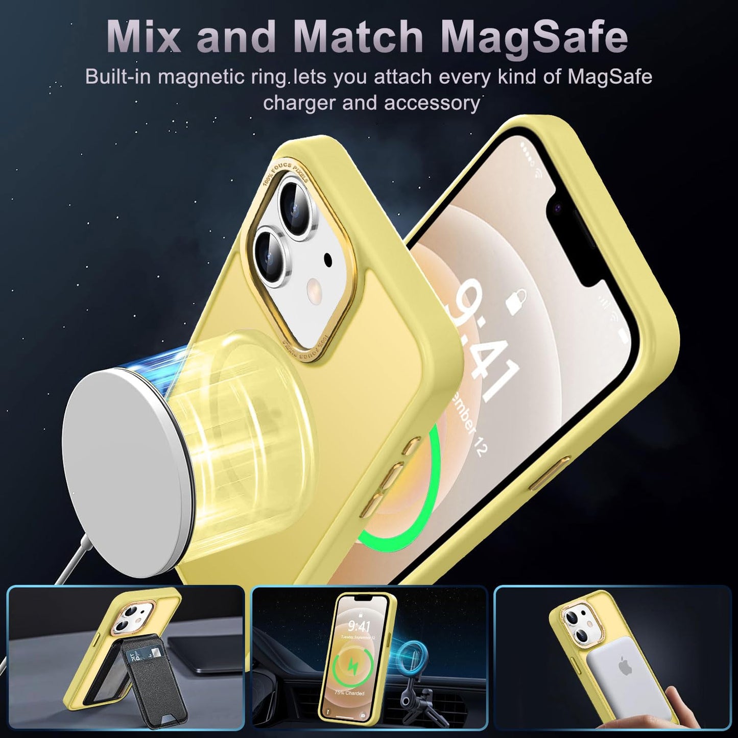 Newfuture Designed for iPhone 13 Case & iPhone 14 Case with Magnetic [13 FT Military Drop Protection] [Compatible with Magsafe] Slim Translucent Shockproof with Anti-Fingerprint Phone Case, Black