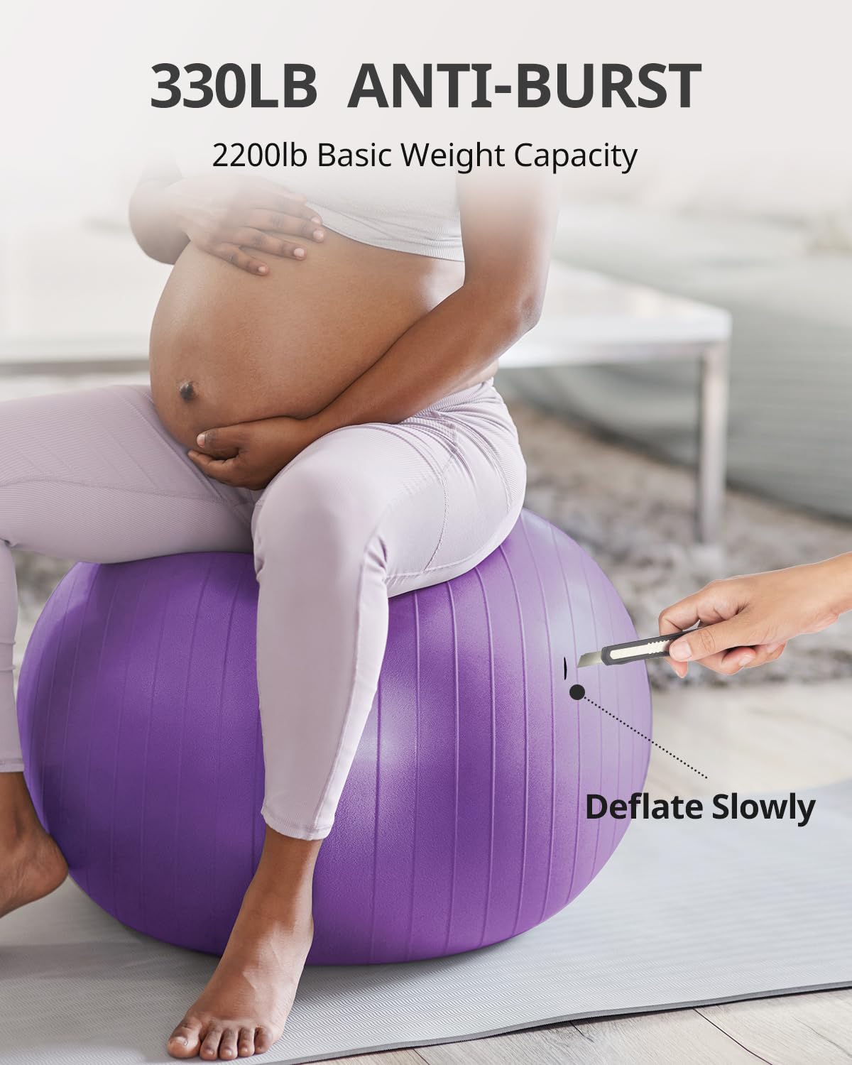 Trideer Yoga Ball for Exercise, Pregnancy & Birthing, 5 Sizes Exercise Ball for Physical Therapy, Stability, Fitness, Quick Pump Included