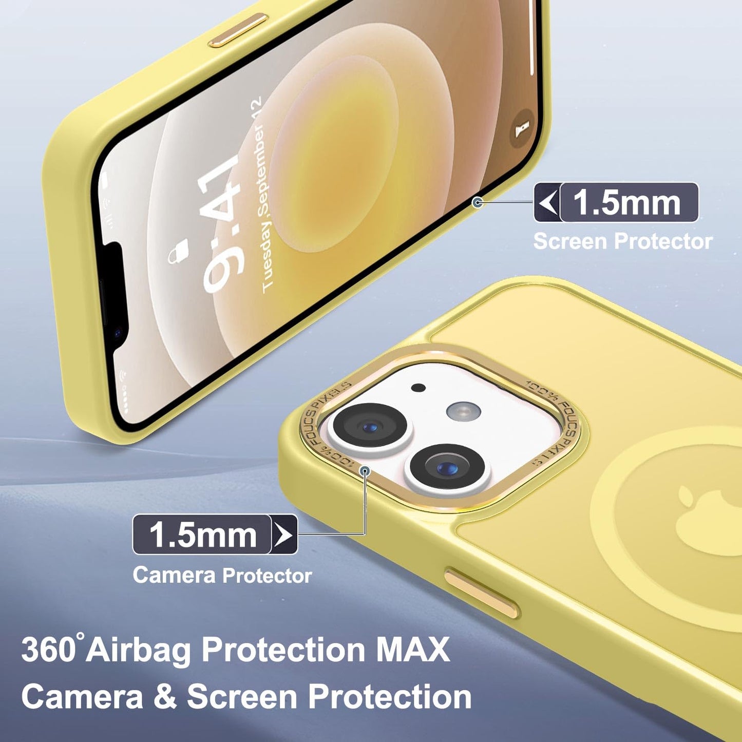 Newfuture Designed for iPhone 13 Case & iPhone 14 Case with Magnetic [13 FT Military Drop Protection] [Compatible with Magsafe] Slim Translucent Shockproof with Anti-Fingerprint Phone Case, Black