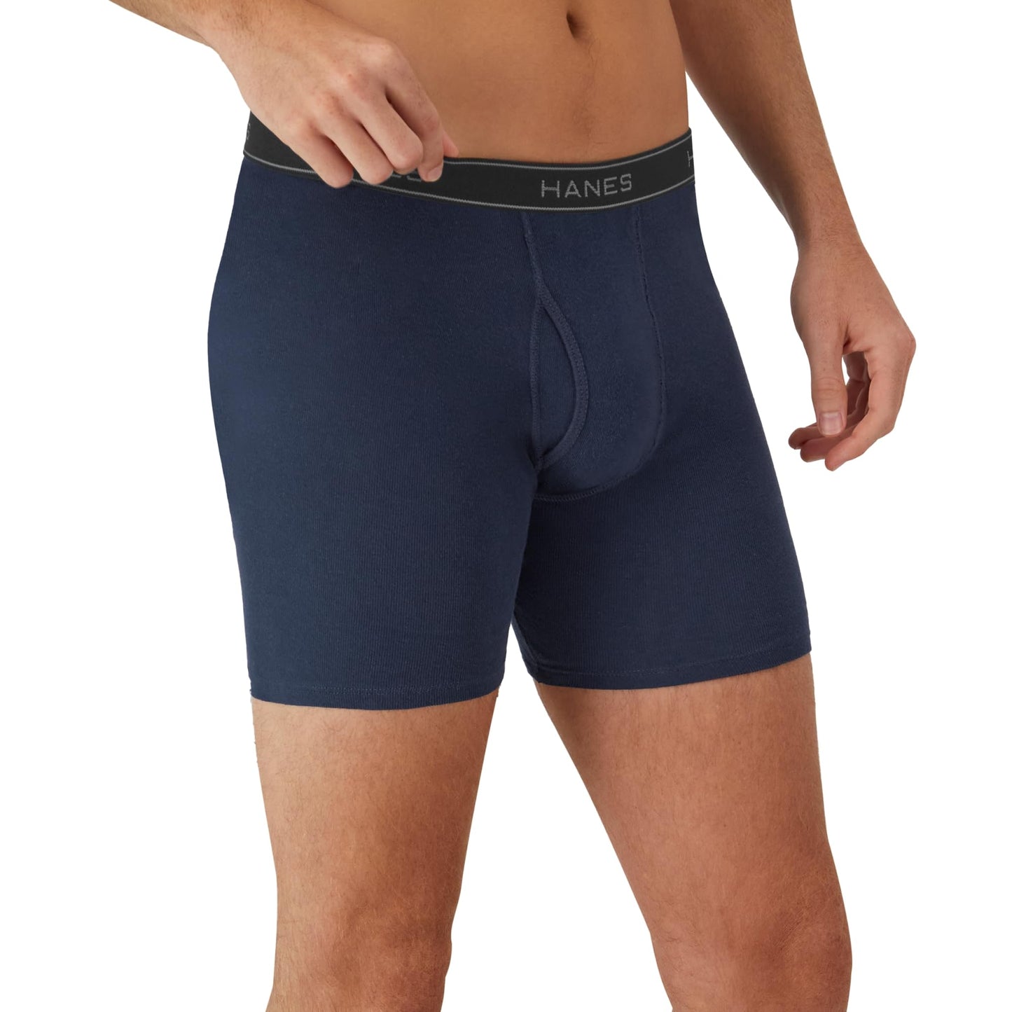 Hanes Men's Boxer Soft Breathable Cotton ComfortFlex Waistband, Multipack Brief Underwear, 6 Pack - Black/Gray, Large