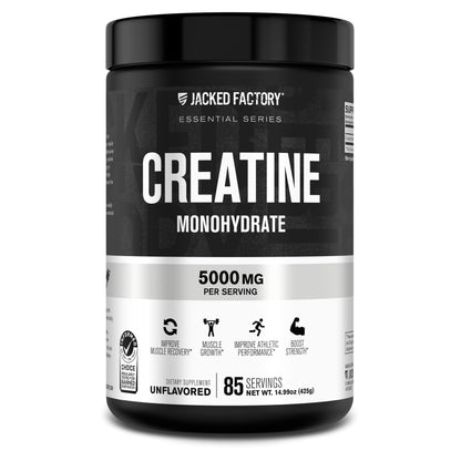 Jacked Factory Creatine + Glutamine - Creatine Supplement with L-Glutamine for Muscle Recovery, Muscle Growth, Increased Strength, Enhanced Energy Output, and Gut Health - 30 Servings, Unflavored