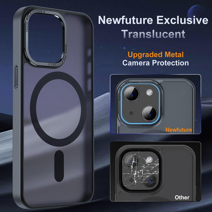 Newfuture Designed for iPhone 13 Case & iPhone 14 Case with Magnetic [13 FT Military Drop Protection] [Compatible with Magsafe] Slim Translucent Shockproof with Anti-Fingerprint Phone Case, Black